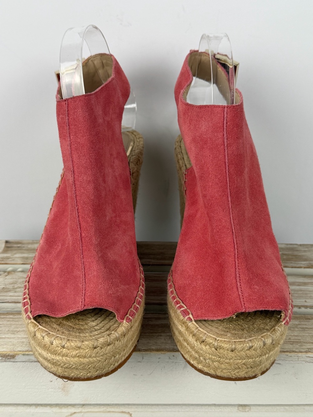 Kenneth Cole New York Olivia espadrille wedge sandals in coral suede size 10M - Picture 6 of 16